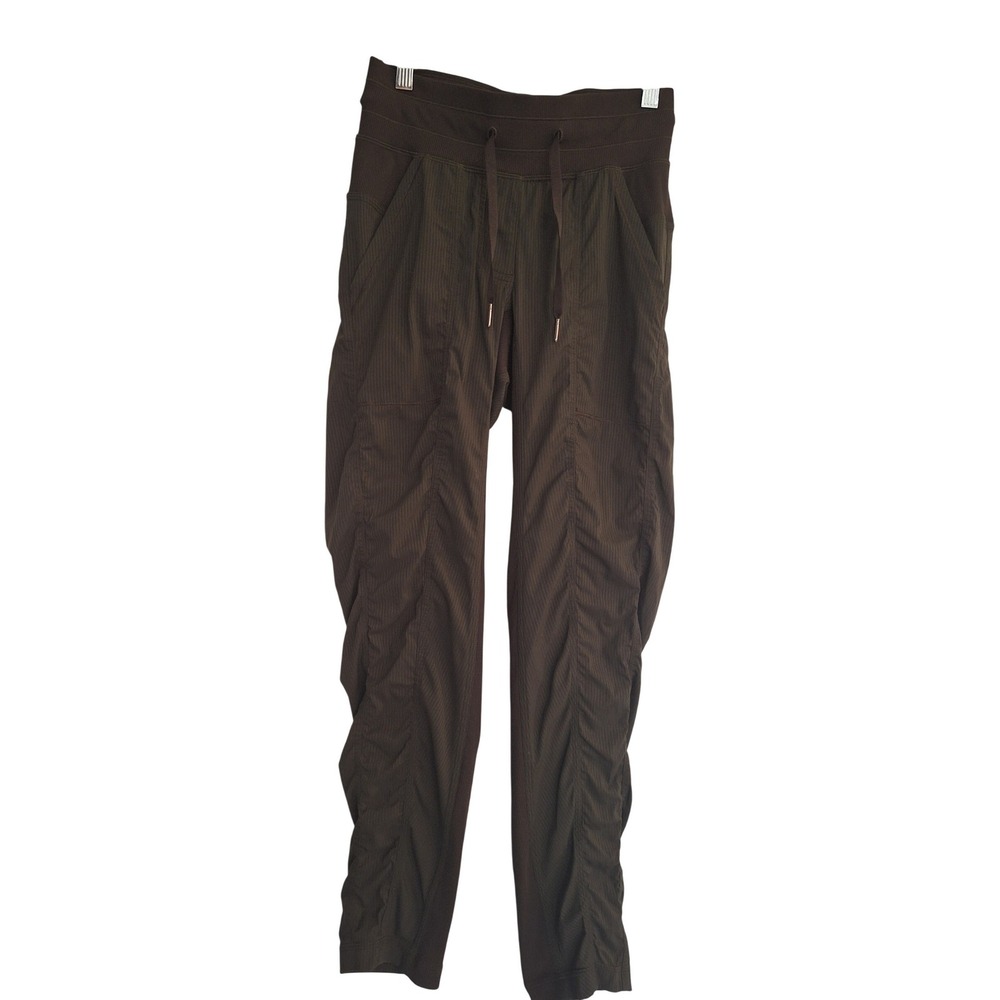 Lululemon Dance Studio Drawstring Size 2‎ - Dark Green Stripes